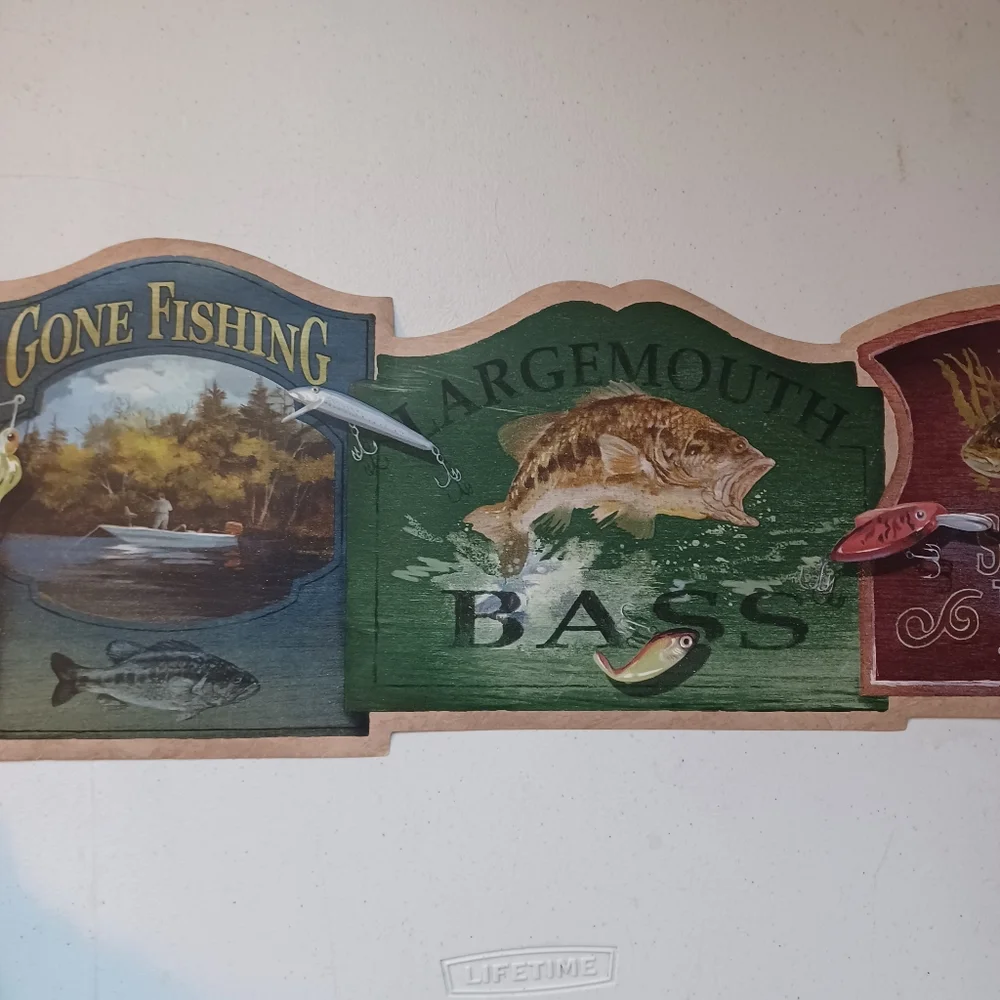 Wallpaper Border Bass Fishing Die Cut OPEN ROLL
